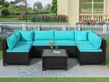 Wicker Rattan Patio Set, Sectional Outdoor Furniture Set with Cushions and Accent Pillows