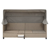 4 Piece UV-Resistant Resin Wicker Patio Sofa Set with Retractable Canopy, Cushions and Lifting Table,Brown