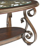 Coffee Table with Glass Table Top and Powder Coat Finish Metal Legs