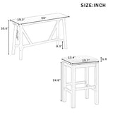 TREXM Multipurpose Home Kitchen Dining Bar Table Set with 3 Upholstered Stools(Gray)
