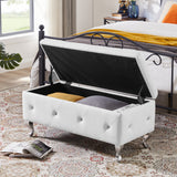 Storage Bench, Flip Top Entryway Bench Seat with Safety Hinge, Storage Chest with Padded Seat, Bed End Stool for Hallway Living Room Bedroom, Supports 250 lb
