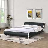 Queen Faux Leather Upholstered Platform Bed Frame, Curve Design