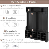 Modern Style Multiple Functions Hallway Coat Rack with Metal Black Hooks