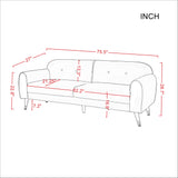 Loveseat with wood legs, Green velvet