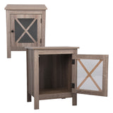 Set of 2 Nightstand, Bedside Furniture with X-Shaped Door