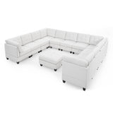 U shape Modular Sectional Sofa，DIY Combination，includes Seven Single Chair， Four Corner and One Ottoman，Ivory