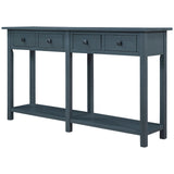TREXM Rustic Brushed Texture Entryway Table Console Table with Drawer and Bottom Shelf for Living Room（Antique Navy）