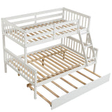 Twin Over Full Bunk Bed with Trundle, Convertible into 2 Beds, the Bunk Bed with Ladder and Safety Rails for Kids, Teens, Adults