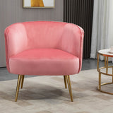 Velvet Accent Upholstered Chair, Living Room Chair, Modern Reception Arm Chair with Golden Legs for Bedroom Reading Room