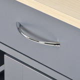 Kitchen Island Cart with Two Storage Cabinets and Four Locking Wheels, Wine Rack, Two Drawers, Spice Rack, Towel Rack