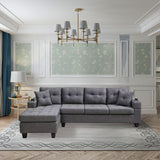 MEGA sectional sofa left with footrest, convertible corner sofa with armrest storage, sectional sofa for living room and apartment, chaise longue left (grey)