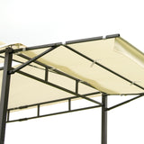 Iron Double Tiered Backyard Patio BBQ Grill Gazebo with Bar Counters, Beige