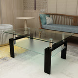 Rectangle Black Glass Coffee Table, Clear Coffee Table