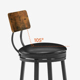 Oval Stool Swivel Bar Stool, Tall Bar Stool With Backrest, Industrial, Thick Iron Frame Footrest, 29.5" High.（Rustic Brown，17.5’’w x 13.4’’d x 40.5’’h）