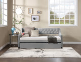 Daybed with Trundle Upholstered Tufted Sofa Bed, with Button and Copper Nail on Arms，both full Size
