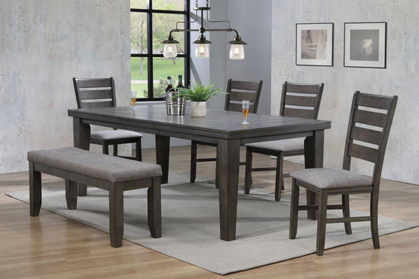 Contemporary 6pc Dining Set 18" Extendable Leaf Table Linen Look