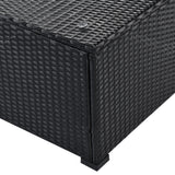 5-Piece Patio Rattan PE Wicker Furniture Corner Sofa Set, with 2 Sofa chairs, 1 Corner chair, 1 ottoman and 1 glass coffee table, Sectional Sofa Chair, Seating, Lying(Black Wicker, Beige Cushion)