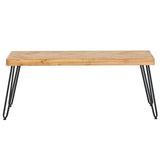 ON-TREND Modern Coffee Table, Easy Assembly Tea Table, Cocktail Table with w/Chevron Pattern & Metal Hairpin Legs for Living Room, Ash Wood Finished