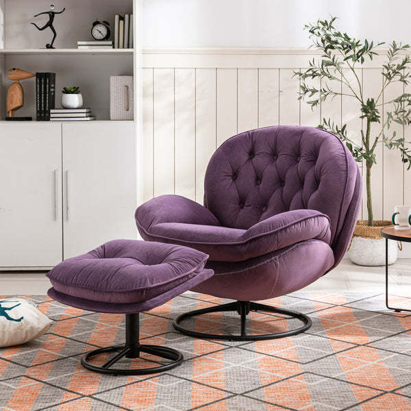 Accent chair  TV Chair  Living room Chair   with Ottoman-PURPLE