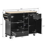 Kitchen Island Cart with Storage Cabinet and Two Locking Wheels, Solid wood Microwave cabinet