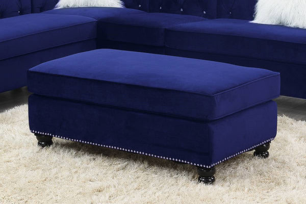 Ottoman Indigo Blue Velvet Accent