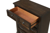 King 5 Piece Storage Bedroom Set in Walnut made with Engineered Wood