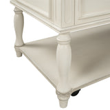 ON-TREND Two-tone Retro Cocktail Table Coffee Table Easy Assembly Movable with Caster Wheels