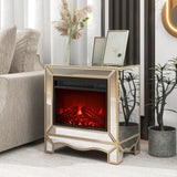Mirrored mantelpiece with champagne color bezel with built in 1500 function heating