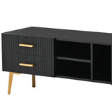 U-Can Modern TV Stand with 5 Champagne legs - Durable, stylish, spacious, versatile storage TVS up to 77" (Black)