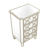 Elegant Mirrored 4-Drawer Chest with Golden Lines Storage Cabinet for Living Room, Hallway, Entryway