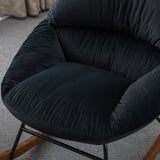 Tufted Upholstered Padded Seat Rocking Chair-Velvet Black
