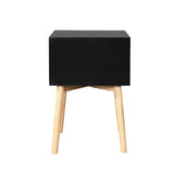 Nightstand Bedside Table with 2 Drawers and Rubber Wood Legs
