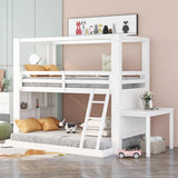 Twin Over Full Bunk Bed with Desk Storage