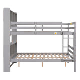 Grey Full Bunk Beds with Bookcase Headboard