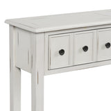 TREXM Rustic Entryway Console Table, 60" Long with two Different Size Drawers and Bottom Shelf for Storage (Antique White)