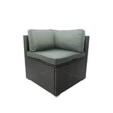 6 Pieces PE Rattan sectional Outdoor Furniture Cushioned  Sofa set Black