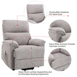 Power Lift Chair with Massage and Heating Function Soft Fabric Upholstery Recliner for Living Room,Light Gray