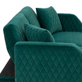 COOLMORE  Velvet  Sofa , Accent sofa .loveseat sofa with rose gold metal feet  and  Teal  Velvet