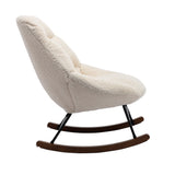 Tufted Upholstered Padded Seat Rocking Chair-Boucle Beige