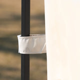 Outdoor Patio Hexagon Gazebo with Polyester Curtain Side Wall, Double Roofs for Decks, Poolsides, Gardens, Beige