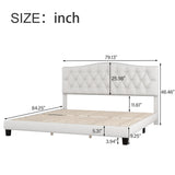 King Upholstered Platform Bed with Saddle Curved Headboard and Diamond Tufted Details