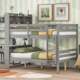 Grey Full Bunk Beds with Bookcase Headboard