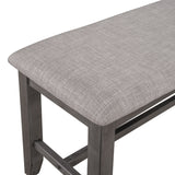 6-Piece Kitchen Dining Table Set Wooden Rectangular Dining Table, 4 Fabric Chairs and Bench Family Furniture (Grey)