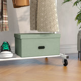 Garment Rack With Wheels;  Clothing Rack with Mesh Storage Shelf;  Capacity 100 lbs;  2 Brakes;  Sturdy Steel Frame;  White