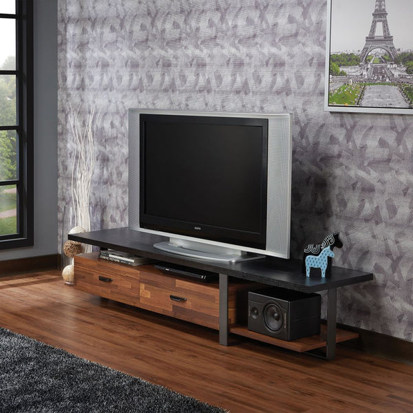 TV Stand in Walnut & Black