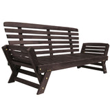 Outdoor Adjustable Patio Wooden Daybed Sofa Chaise Lounge with Cushions for Small Places, Brown Finish+Gray Cushion