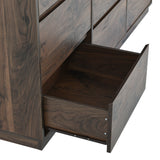 King 3 Piece Walnut Bedroom Set Platform Bed with Storage Bench with Nightstand and 9-Drawer Dresser