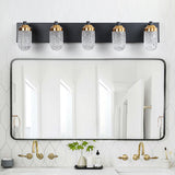 5-Lights Crystal Vanity Lights for Bathroom Lighting Fixture Black Gold Vintage Vanity Light LED Bathroom Wall Light Fixture