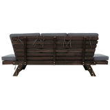 Outdoor Adjustable Patio Wooden Daybed Sofa Chaise Lounge with Cushions for Small Places, Brown Finish+Gray Cushion