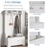 Hall Tree with 4 Hooks and Hinged Lid, Coat Hanger, Entryway Bench, Storage Bench